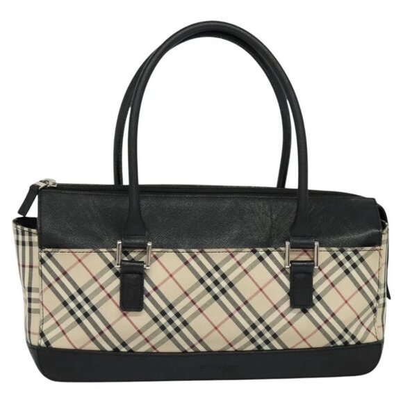 BURBERRY Nova Check Hand Bag Canvas Beige Black Auth - Picture 7 of 16